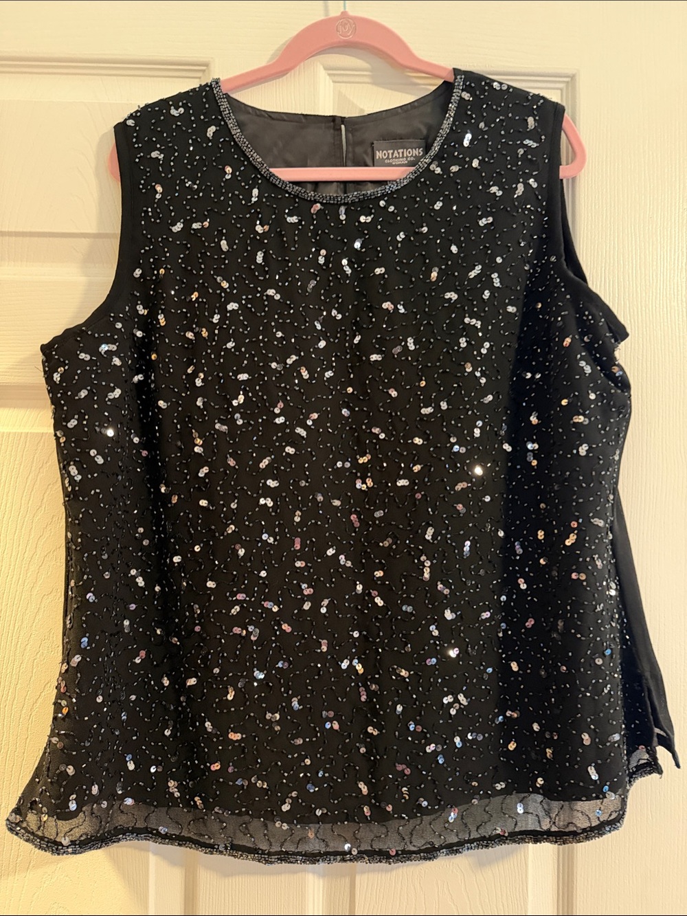 Notations Black Sequin Cold-Shoulder Dressy Camisole Plus size 1x
